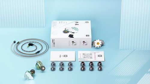 Kinboofi KBEAR Rosefinch Aqua Green Wired In-Ear Headphones – High-Performance Noise-Canceling Earbuds with Aviation-Grade Zinc Alloy Construction and Detachable Cable for Custom Audio – Perfect for Singers and Audiophiles Seeking Unmatched Sound Clarity and Comfort