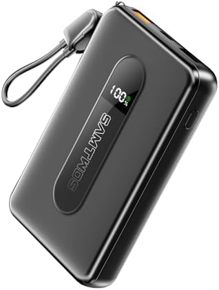 Ultimate 10,000 m Ah Portable Charger with Built-in USB-C Cable – Fast Charging Power Bank for Heated Vests, Jackets, and Outdoor Gear – Essential Battery Pack for i Phone, i Pad, and Android – Compact and Durable Design with Lanyard for On-the-Go Convenience