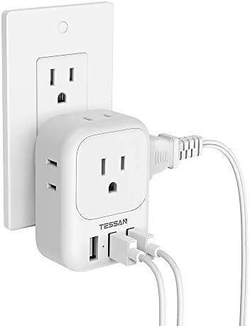 TESSAN Ultimate USB Charger Block – 3-Port Wall Plug Adapter with 4-Box Splitter for Effortless Multi-Device Charging at Home, Office, or Travel – Compact Design with Surge Protection and Enhanced Compatibility for Your Essential Electronics