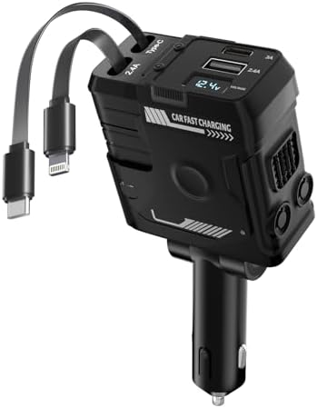 Celestial Power: 4-in-1 Starlight Retractable Car Charger with Fast Dual USB Ports – Compatible with i Phone 15/14/13 – Innovative Tangle-Free Charging Solution for Enhanced Portability and Style