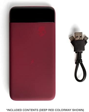 Skullcandy Stash Fuel 10,000 m Ah Wireless Portable Power Bank – Ultra-Fast 10 W Charging with USB C & Dual USB A Ports – Includes Versatile Dual Charging Cable – Sleek Grey/Blue Design for On-the-Go Life