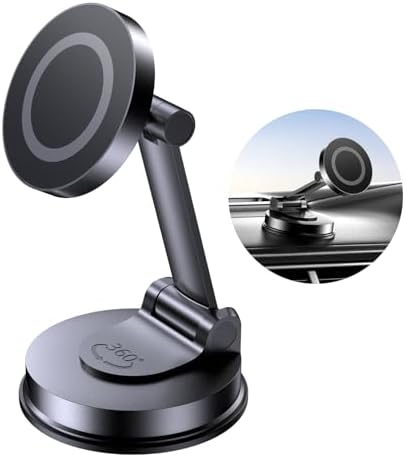 Ultimate Mag Safe Car Phone Holder for Dashboard – 360° Rotatable Magnetic Mount with Strong Adhesive for i Phone & Samsung – Secure, Sturdy Metal Design for Safe Driving and Hands-Free Navigation