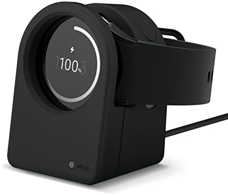elago Premium Charging Dock for Samsung Galaxy Watches – Sleek Black Stand for Galaxy Watch 4, 4 Classic, 3, and Active (40-46 mm) – Fast-Charging Compatible Design – Perfect Desk or Nightstand Accessory for Effortless Smartwatch Management