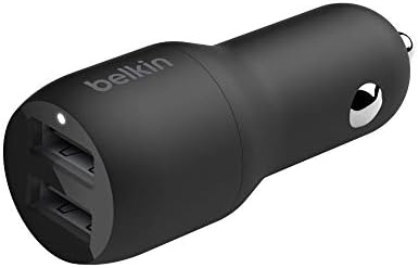 Belkin 24 W Dual USB Car Charger – Ultra-Fast Charging Adapter with 2 x 12 W USB-A Ports & Included Micro-USB Cable for i Phone 14/13, Samsung Galaxy, Air Pods & More – Compact Power Solution for On-the-Go Charging Needs