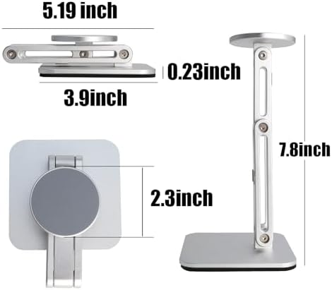 Magnetic Phone Stand for Desk, Heightened & Adjustable & Foldable Metal Magnetic Phone Holder Stand for Desk/Office/Home, Compatible with Magsafe Case/iPhone 15/14/13/12 Series (Black) – Enhanced Compatibility and Speed