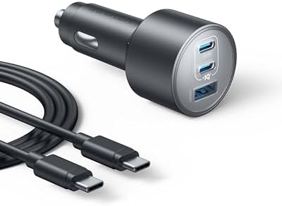 Anker 167.5 W Ultra-Compact 3-Port USB-C Car Charger for i Phone 16, Mac Book Pro/Air, Samsung S24/S23 – Fast Charging Adapter with Enhanced Compatibility for On-the-Go Power Solutions