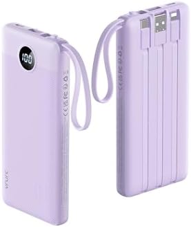 VRURC 10,000 m Ah Slim Power Bank – Ultimate Multi-Device Portable Charger with Built-in Cables, 5 Outputs & Dual USB-C Inputs for i Phone, Samsung, Android – Travel Essential for On-the-Go Power Solutions