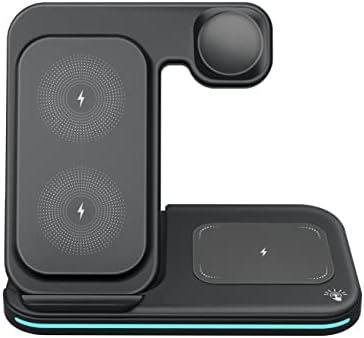 Ultimate 3-in-1 Wireless Charging Dock for i Phone, Apple Watch & Air Pods – MMOBIEL’s 15 W Fast Charging Station with Stylish Magnetic Foldable Design – Sleek Black Finish for Enhanced Compatibility and Efficient Power Delivery