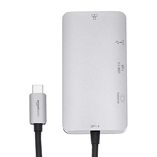 Discover Enhanced Connectivity with the Amazon Basics 4-in-1 USB C Adapter – HDMI, Ethernet, USB 3.0, and 100 W Power Delivery, Compact Gray Hub for Seamless Device Integration and High-Speed Performance