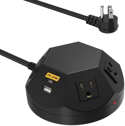 Advanced Power Strip Tower with Surge Protection, 20 W USB-C Charging Ports, 4 AC Outlets, and 4 USB Ports – 6.56 FT Extension Cord for Optimal Connectivity in Home Office, Bedroom, and Living Spaces – Compact Design for Space-Saving Efficiency and Enhanced Device Safety