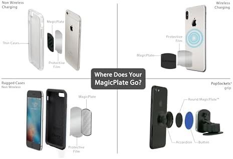 Scosche MRK2 PK-UB Universal Magnetic Phone Mount Metal Plate Kit – Essential Replacement for Secure Smartphone Holding in Vehicles – Enhanced Compatibility with All Devices & Cases – Pack of 2 Durable, Sleek Black Plates for Effortless Installation and Reliable Hands-Free Navigation