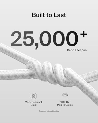 Belkin USB C to USB C Cable 2-Pack – 6.6 ft High-Speed Charging Solution for i Phone 16, Galaxy S25, Mac Book, and More – Durable Braided Design with 240 W Power Delivery for Ultimate Performance – Flexible and Stylish Charging Cords for Home, Office, and Travel