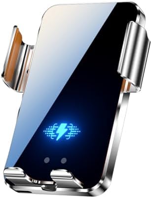 15 W Fast Wireless Car Charger Mount with Auto Clamping – Smart Charging Solution for i Phone 16/15/14/13/12 Pro Max & Samsung Galaxy S24/S23/S22 – Versatile 2-in-1 Design for Safe Driving & Convenient Navigation – Adjustable Viewing Angle – Qi-Compatible for Optimal Performance – Ideal for Any Phone Case Under 6 mm Thickness – Built-in Battery for Wireless Operation Up to 500 Uses – Tangle-Free Experience for Effortless Connectivity and Safety on the Road