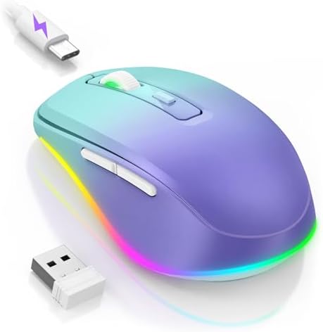 PEIOUS Rechargeable Wireless Mouse with LED – Innovative Jiggler Technology to Keep Your Computer Awake – Sleek Black Design for Optimal Comfort and Productivity
