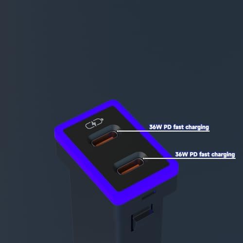 Toyota Dual USB-C Car Charger with PD 3.0 Fast Charging – Compact 1.3 x 0.9 Inch Design with LED Light for Enhanced Visibility – Perfect for Smartphones, Tablets & More