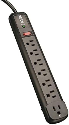 Tripp Lite 7-Outlet Surge Protector Power Strip with 6 Right Angle & 1 Transformer Outlet – 4 ft Durable Cord, Lifetime Warranty & $25 K Equipment Insurance for Enhanced Device Safety – Ideal for Home & Office Use in Light Gray Finish
