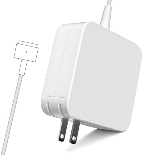 Universal 45 W Mac Book Air Charger – Magnetic T-Tip AC Power Adapter for A1436, A1466, A1465 Models – Compact & Lightweight with Foldable Plug – Fast Energy Delivery for 11″ and 13″ Laptops (2012-2017) – CE/Ro HS Certified for Safety – Includes 6 ft Power Cord & Free Rechargeable Charger – 12-Month Satisfaction Guarantee