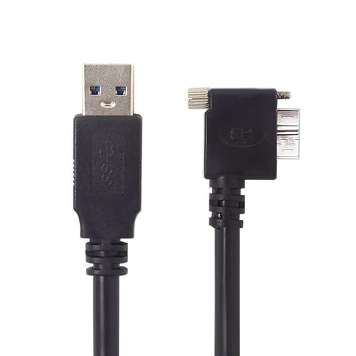 Chenyang 90-Degree Micro USB 3.0 Cable – Type A Male to Micro B Male, 3 M High-Speed Connector for Industrial Cameras & Devices, Enhanced Durability with Mount Panel Screws, Perfect for Tight Spaces and Optimal Cable Management