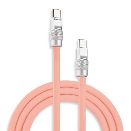 Chubbycable Chubby 2.0 Premium Fast Charging Cable – 240 W Power Delivery, 4.9 ft Type-C to Type-C Silicone Cord, Tangle-Free Design in Eye-Catching Red for Optimal Data Transfer and Enhanced Durability