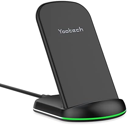 Yootech 10 W Max Wireless Charging Stand – Ultra-Fast Qi-Certified Charger for i Phone 16/15/14/13/SE 2022 & Galaxy S22/S21/S20/S10 – Streamlined Design with Advanced Safety Features for Hassle-Free Charging Experience