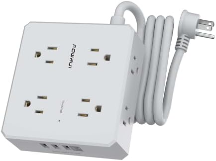 Maximize Your Power Management with a 6 Ft Surge Protector Power Strip – 8 Outlet Extension Cord Featuring 4 Fast USB Charging Ports (1 USB-C), Ideal for Home Office Convenience and Safety, ETL Listed for Enhanced Surge Protection and Compatibility