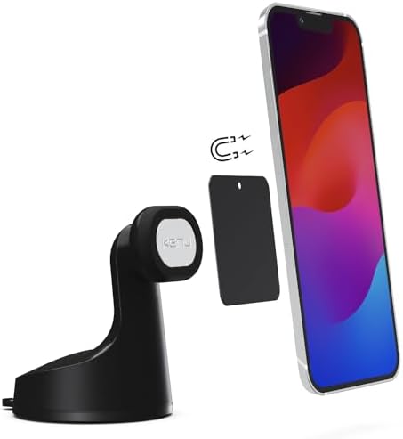 Kenu Airbase 360-Degree Magnetic Car Phone Holder – Versatile Dashboard & Windshield Mount for i Phone, Samsung, and Android Devices – Strong Suction Cup for Stability and Safety on the Road – Effortless One-Handed Operation for Ultimate Convenience