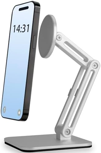 Magnetic Phone Stand for Desk, Heightened & Adjustable & Foldable Metal Magnetic Phone Holder Stand for Desk/Office/Home, Compatible with Magsafe Case/iPhone 15/14/13/12 Series (Black) – Enhanced Compatibility and Speed Magnetic Phone Stand for Desk, Heightened & Adjustable & Foldable Metal Magnetic Phone Holder Stand for Desk/Office/Home, Compatible with Magsafe Case/iPhone 15/14/13/12 Series (Black) – Enhanced Compatibility and Speed