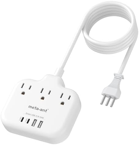 Ultimate Universal Travel Plug Adapter with PD30 W Fast Charging Hub – 3 Multi-Port Connectivity for International Travel, Featuring Dual USB-C & USB-A Outputs, 3 ft Extension Cord for Effortless Power in EU, US, UK, France & Spain – Perfect Solution for Global Adventurers Seeking Reliable Charging Options