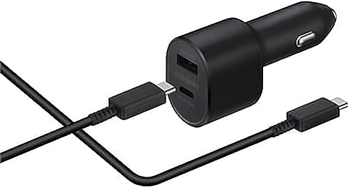 Samsung Super Fast Dual Port Car Charger – 45 W USB-C & 15 W USB-A Fast Charging Adapter for Smartphones & Tablets – Sleek Black Design for Ultimate On-the-Go Power – EP-L5300 XBEGWW – Ideal for Busy Professionals and Tech Enthusiasts