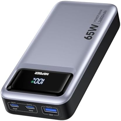 High-Capacity 26800 m Ah Portable Charger – 65 W PD3.0 Power Bank with Digital Display for Rapid Charging of Laptops, i Phones, i Pads, Steam Deck & More – Sleek Black Design for Ultimate Portability and Versatile Compatibility