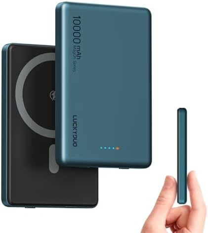 LUCKYDUO Ultra Slim 10000 m Ah Magnetic Power Bank – Sleek Wireless Charger with PD 20 W Two-Way USB-C Fast Charging for i Phone 16/15/14/13 Series – Perfect Travel Companion for Effortless Charging on the Go