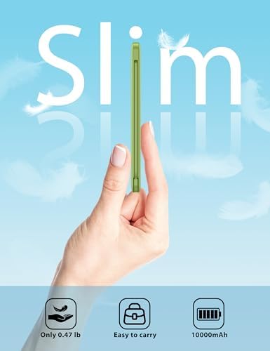 miisso 10000 m Ah Ultra-Slim Portable Power Bank with Integrated Charging Cables – Multi-Device USB-C Travel Charger for i Phone & Samsung – Compact, Lightweight Battery Pack Designed for Maximum Portability and Efficiency