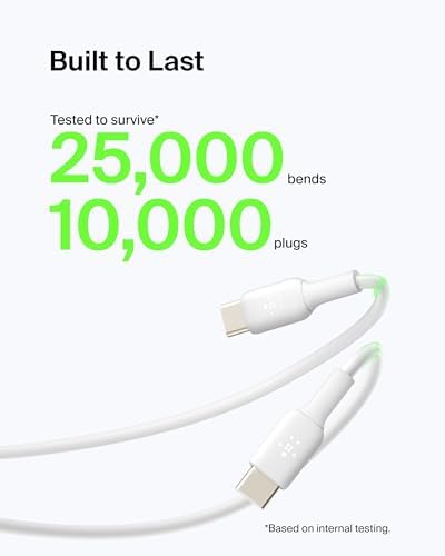 Belkin Boost Charge 6.6 ft USB-C to USB-A Cable: High-Efficiency Charging & Swift Data Sync for i Phone 16, Samsung Galaxy S25, Pixel 9 – Durable 2-Pack for Reliable Home and Travel Use