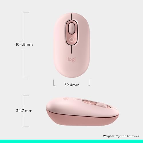 Logitech POP Wireless Mouse in Heartbreaker Rose – Customizable Emojis, Silent Click Technology, Precision Scrolling & Multi-Device Compatibility for Effortless Navigation and Personal Expression