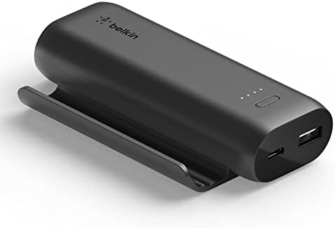 Belkin Play Series 5 K Portable Power Bank with Integrated Smartphone Stand – Dual USB Charger for Gaming and Video Streaming on the Go – Lightweight and Fast Charging Battery Pack for Universal Device Compatibility