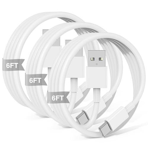 6 FT USB A to USB C Carplay Charging Cable – 3-Pack for i Phone 15/16, i Pad Pro/Air/Mini, Samsung Galaxy S25/S24/S23, and Mac Book – Fast Charging & High-Speed Data Transfer for Enhanced Compatibility on the Go