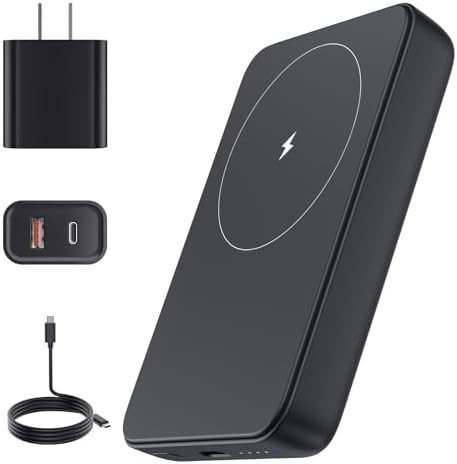NEWQ Magnetic Wireless Power Bank – 20 W Fast Charging Portable Charger for i Phone 15/14/13/12 Pro/Pro Max/Plus/Mini – Effortless Magnetic Attachment, Compact Design, Enhanced Safety Features for On-the-Go Power Solutions