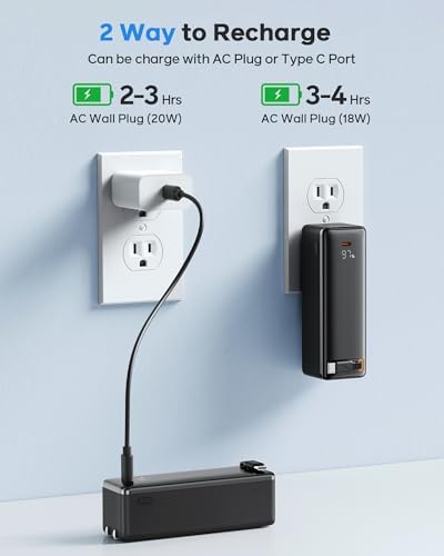 Revolutionary 3-in-1 Travel Charger for i Phone 16/15 | 10,000 m Ah Power Bank with Foldable Wall Plug and Retractable USB-C Cable | 30 W PD Fast Charging Capability, LED Power Indicator, TSA-Approved for Hassle-Free Business Trips | Unmatched Versatility and Quick Charge Solutions