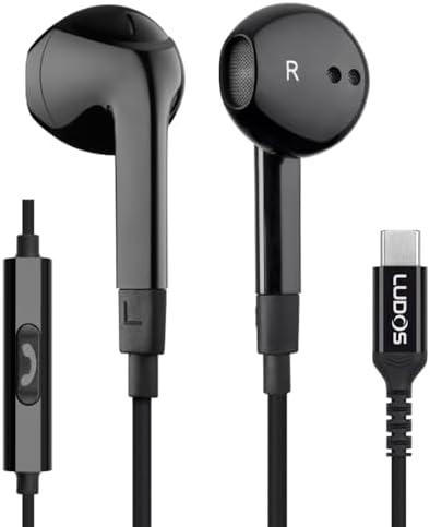 LUDOS FEROX USB-C Earbuds – Premium Wired Headphones for i Phone 16 & Samsung Galaxy Series, Featuring Exceptional Audio Clarity & Deep Bass, Ergonomically Designed for All-Day Comfort, Tangle-Free Cable for Streamlined Use, Supported by an Impressive 5-Year Warranty, Eye-Catching Vibrant Green Finish – Elevate Your Sound Experience for Music Lovers and Gamers Alike