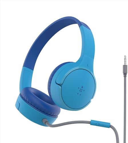 Belkin Sound Form Mini Kids Wireless Bluetooth Headphones – Safe 85 d B Volume Control, 30-Hour Playtime, Built-In Microphone – Lightweight On-Ear Style for i Phone, i Pad, Fire Tablet & More – Ideal for Learning, Entertainment & Safe Listening
