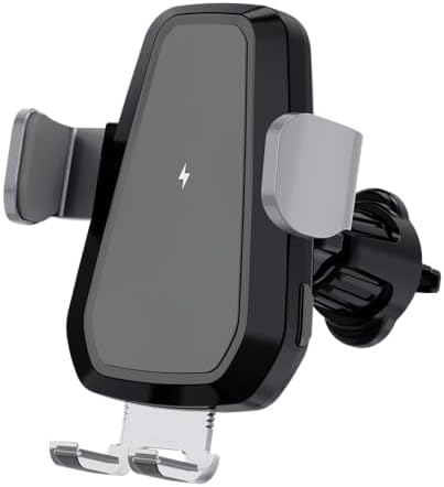 Sleek Silver 3-in-1 Wireless Car Charger & Phone Mount – Effortless Fast Charging for i Phone 16/15/14/13/12/11 & Samsung Galaxy S23/S22/S21/S20/S10+/S9+/Note 9 – Auto-Clamping Design for Safe, One-Handed Operation & Adjustable Viewing Angles