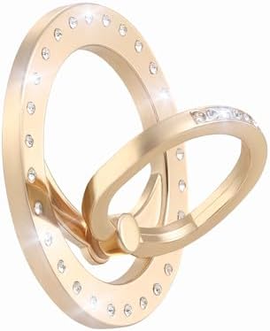 Elevate Your Mobile Experience with the Premium Glitter Gold Magnetic Phone Ring Holder – Perfectly Compatible with Mag Safe for i Phone 12-16, Adjustable Kickstand for Effortless One-Handed Use, Enhanced Grip for Secure Handling and Stylish Aesthetics