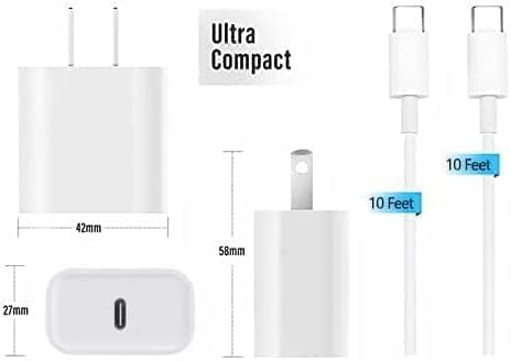 Rapid USB-C Fast Charger for i Pad Models – 20 W PD Wall Adapter with 6 FT Cable for Efficient Charging of i Pad Pro, Air, and Mini – MFi Certified, Compact Design for Travel, Enhanced Compatibility and Safety Features