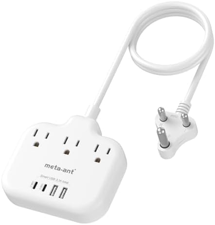 Ultimate Universal Travel Plug Adapter with PD30 W Fast Charging Hub – 3 Multi-Port Connectivity for International Travel, Featuring Dual USB-C & USB-A Outputs, 3 ft Extension Cord for Effortless Power in EU, US, UK, France & Spain – Perfect Solution for Global Adventurers Seeking Reliable Charging Options