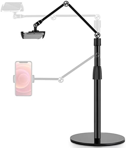 Transform Your Workspace with the Viozon 360-Degree Adjustable Overhead Stand – Premium Aluminum Holder for Smartphones & Tablets (3.5-11″) – Compatible with i Phone, i Pad Pro, Samsung, Nexus – Ergonomic Design for Enhanced Comfort and Stability – Perfect for Video Conferencing, Streaming, and Effortless Multitasking