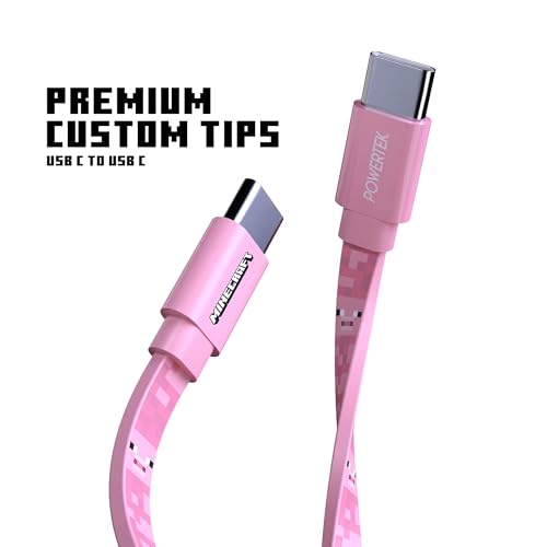 LIQUIPEL Powertek Minecraft Charging Bundle USB-C to C Cable and Wall Charger (Pig) – Enhanced Compatibility and Speed