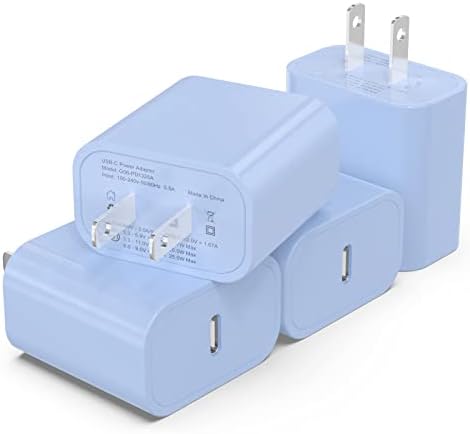 i GENJUN 4 Pack USB C Fast Charger Block – 20 W Power Delivery 3.0 Wall Adapter for i Phone 16/15/14, Galaxy & Pixel – Portable Type C Power Adapter for Air Pods Pro – Compact Travel Essential with Superior Speed and Compatibility