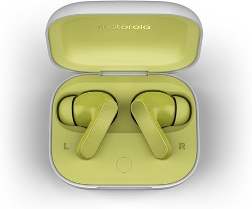 Motorola Moto Buds XT2443-1 True Wireless Earbuds with Advanced Active Noise Cancellation, Triple Microphone Clarity, and IP54 Water Resistance – Bluetooth 5.3 for Effortless Connectivity & Immersive Dolby Atmos Sound in Stylish Green – Ideal for Music Lovers, Professionals, and Fitness Buffs Seeking Premium Sound Quality and Durability