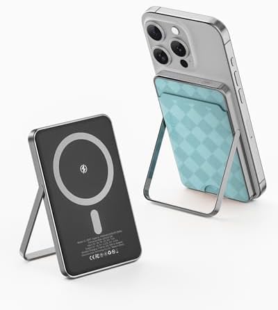 Ultra-Slim Kuulaa Mag Safe Wireless Power Bank 5000 m Ah – 20 W Fast Charging Portable Charger with Magnetic Wallet & Stand for i Phone 15/14/13/12 Pro Max – High-Performance USB-C Battery Pack for On-the-Go Convenience