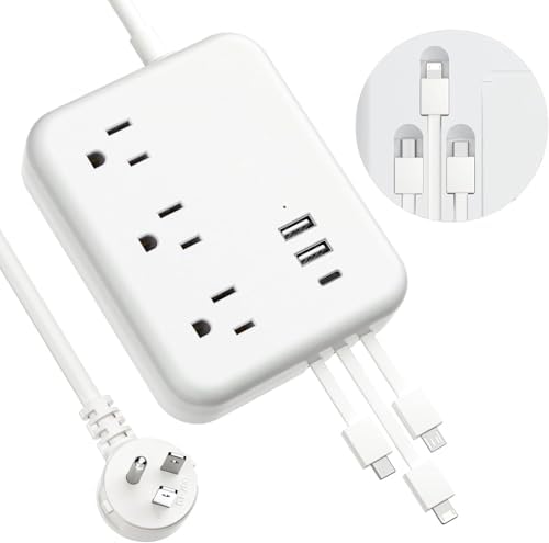 Ultimate Travel USB Power Strip – 6-Port Charging Hub with 3 AC Outlets & 3 ft Flat Plug, Compact and Lightweight Design for Office, Dorm, and Cruise Ship Use – Non-Surge Protector for Enhanced Compatibility and Speed
